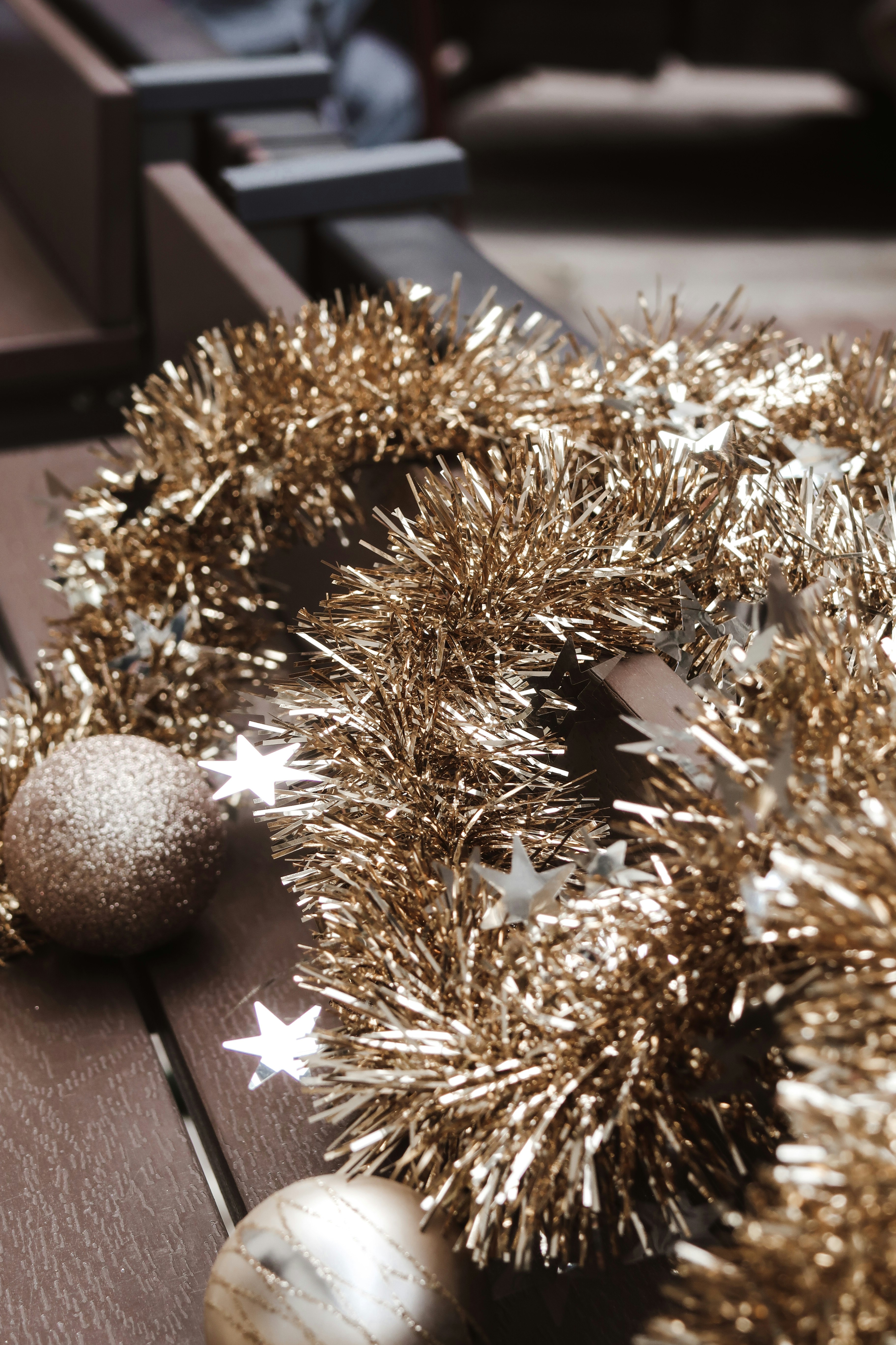 gold and silver christmas baubles